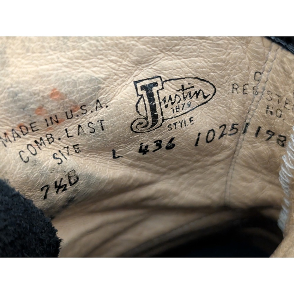 Vintage Justin Women's Black Leather Lace-Up Kiltie Roper Boots 7.5B - Picture 8 of 8